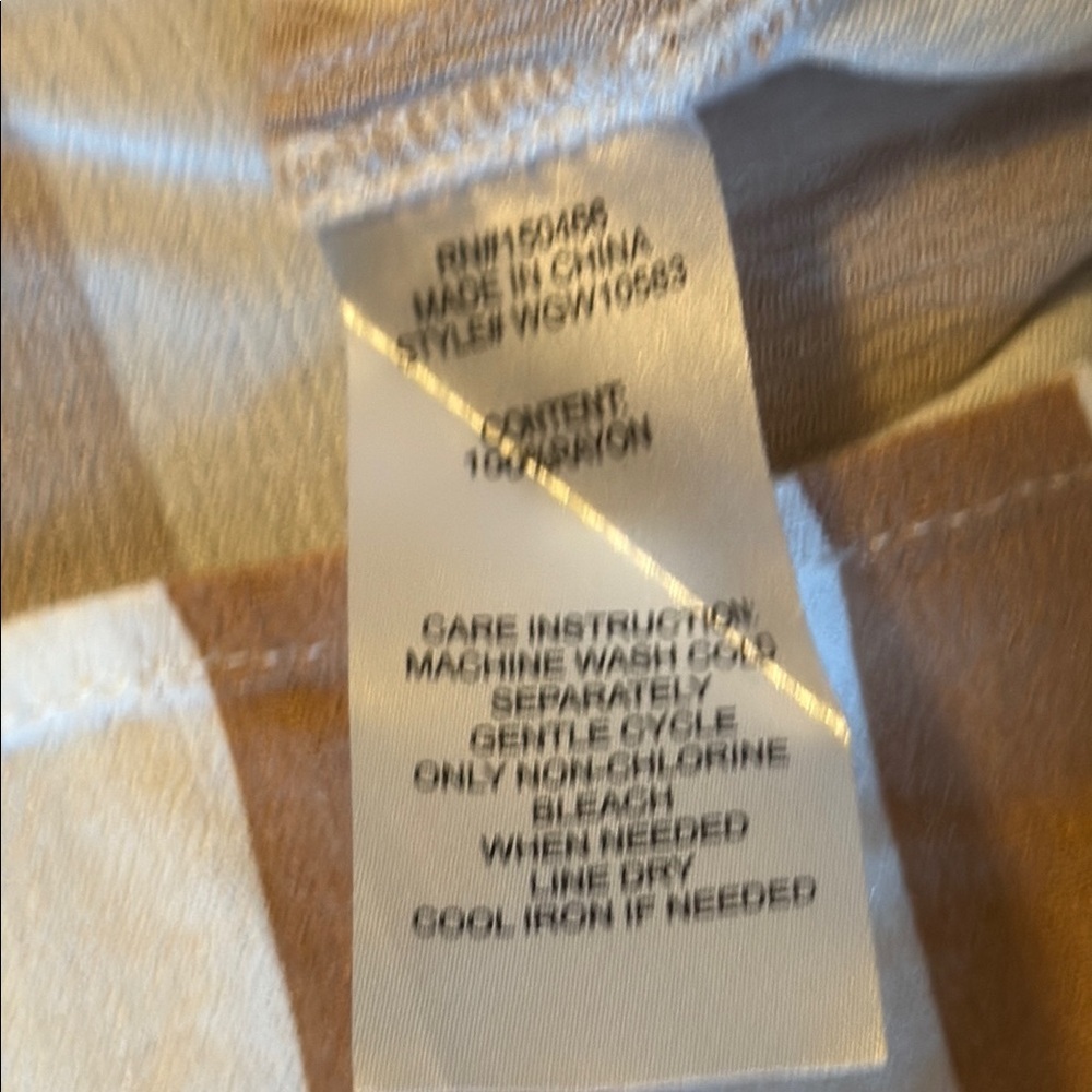 Market & Spruce Brown and White 3/4 Sleeve Tie Front Blouse - Picture 4 of 4